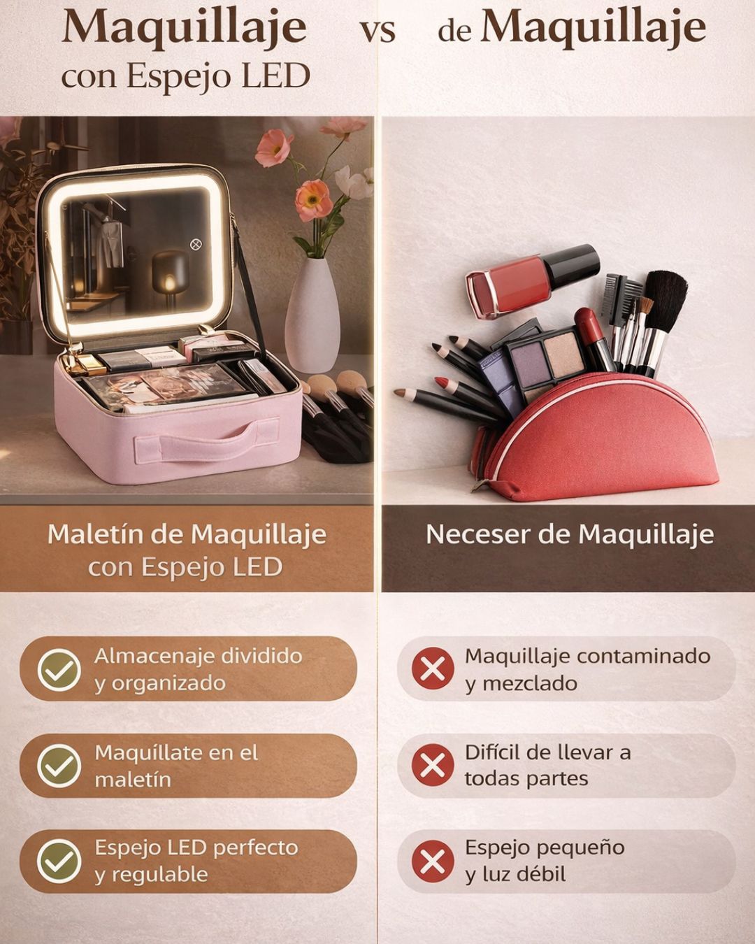 Maletín LED Profesional con Maquillaje